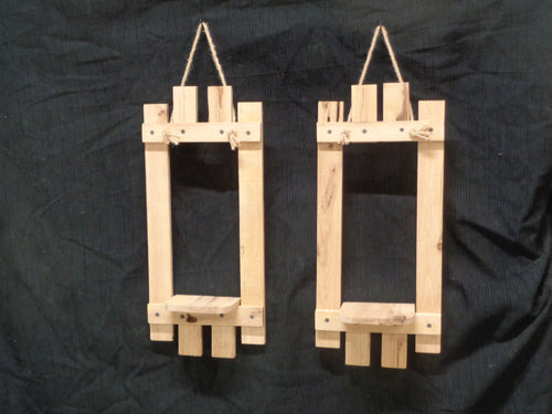 Reclaimed Wood Rope Hanging Candle Holder-- Set of 2 - Rustic Farmhouse Decor