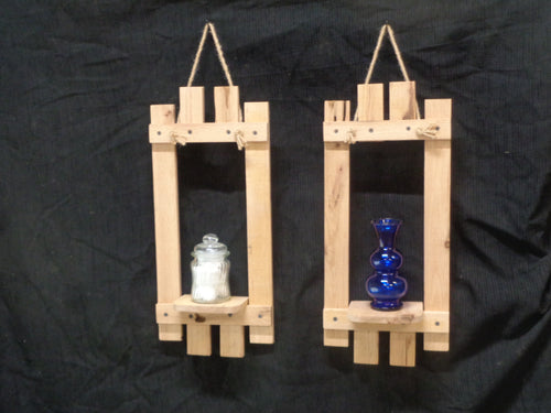Reclaimed Wood Rope Hanging Candle Holder-- Set of 2 - Rustic Farmhouse Decor