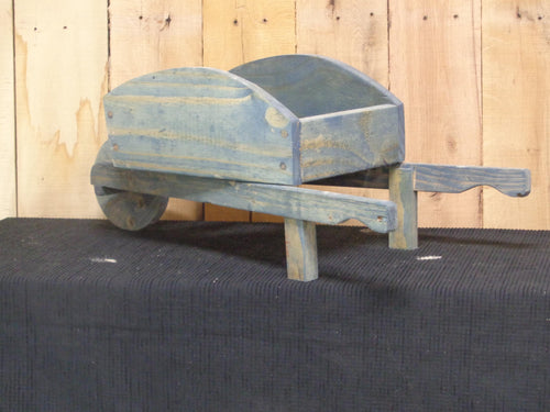 Handcrafted Miniature Wooden Wheelbarrow - Rustic Farmhouse Decor & Garden Display